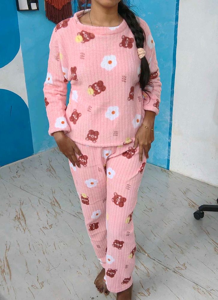 Cute Bear Print Pajama Set