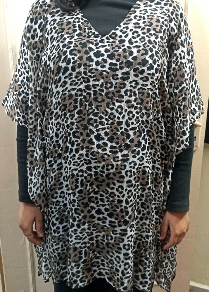 Animal Print Chiffon Kaftan For Women