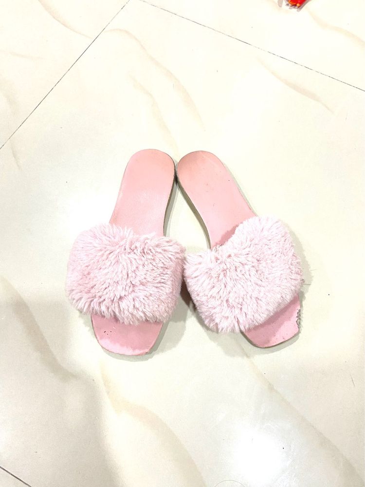 Pink Fluffy Slides
