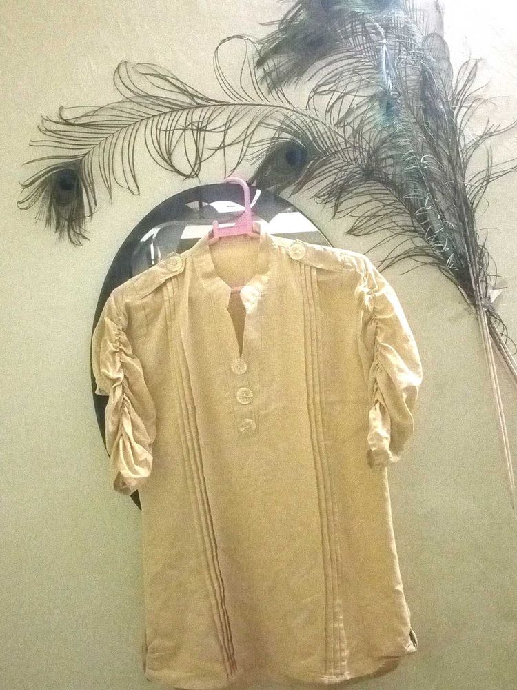 Vintage-Inspired Tan Tunic Top