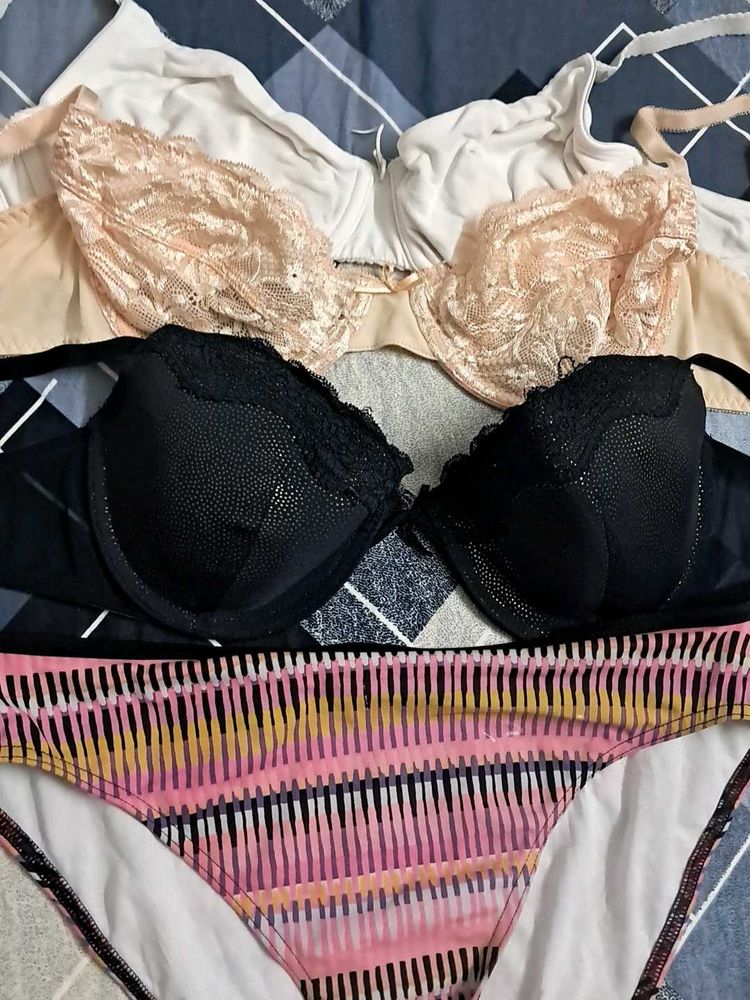 combo Of Four Bra N Panty Imported Fabric