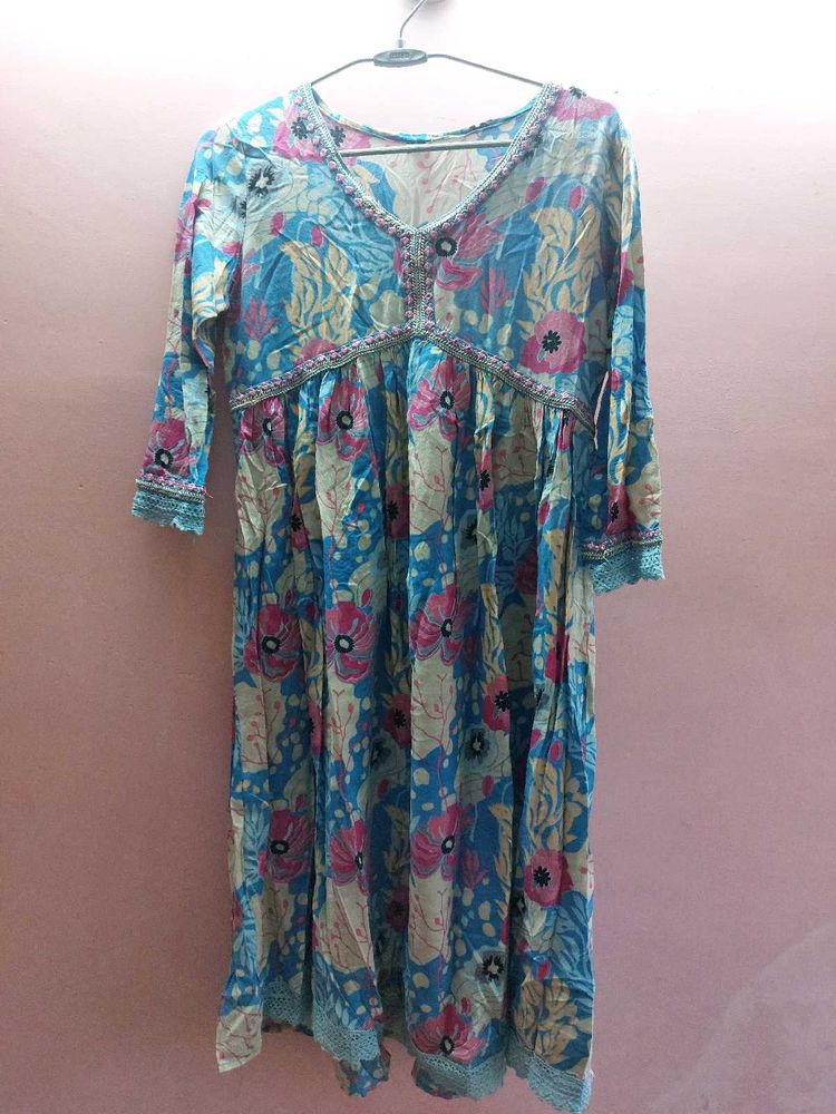 Aliya cut blue kurti