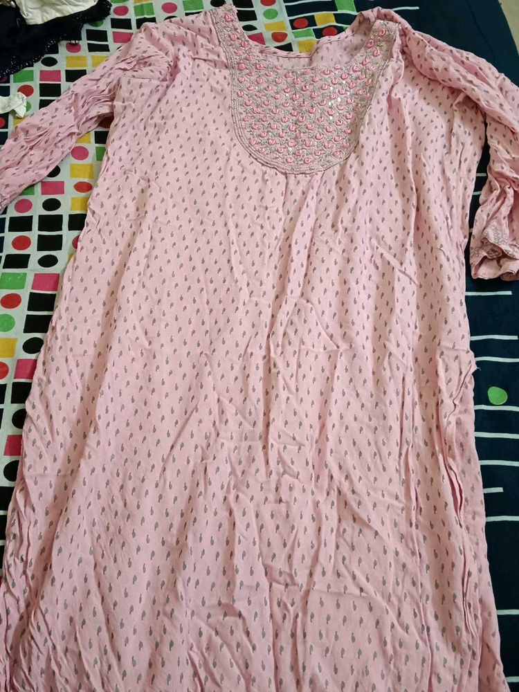 Pink Embroidered Kurta