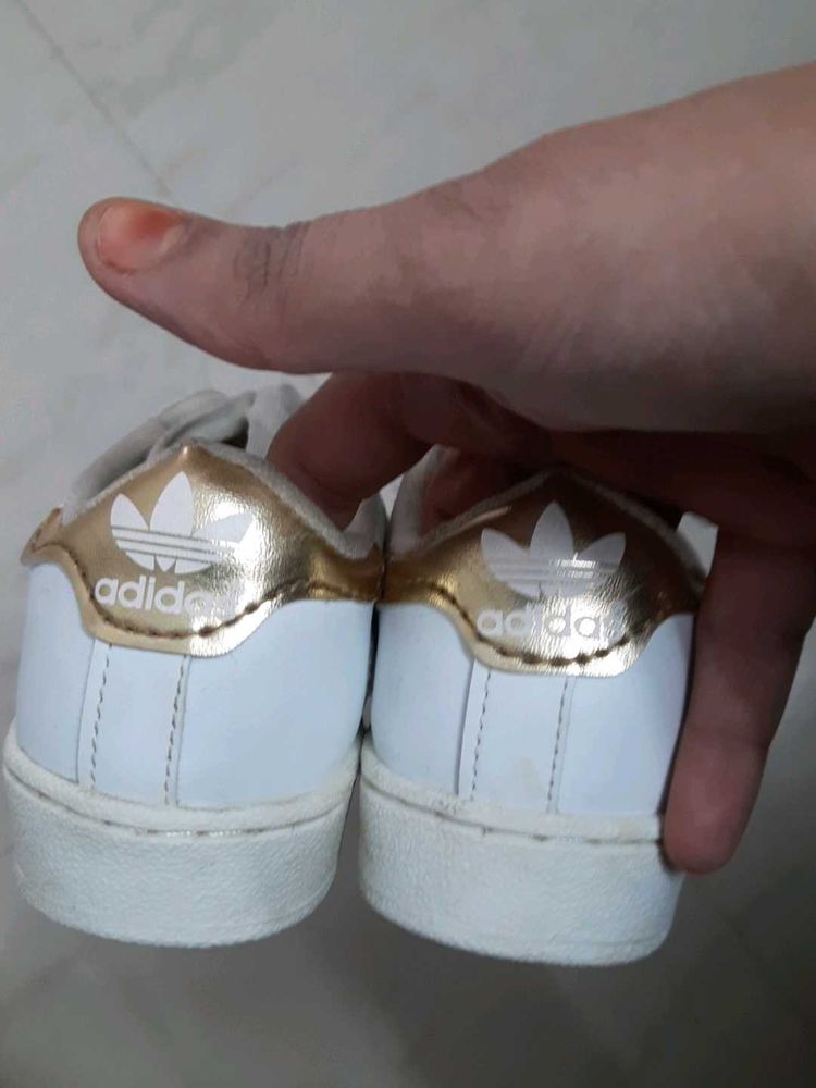 White Adidas Lace Shoes for Boys