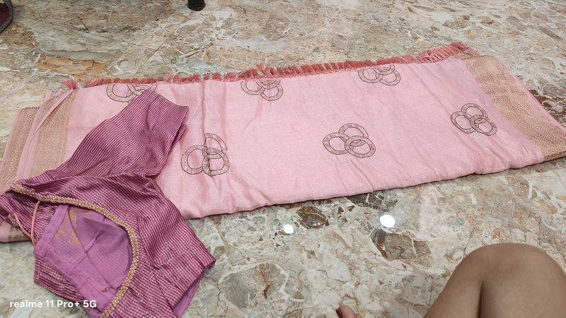 Pink Saree with Blouse
