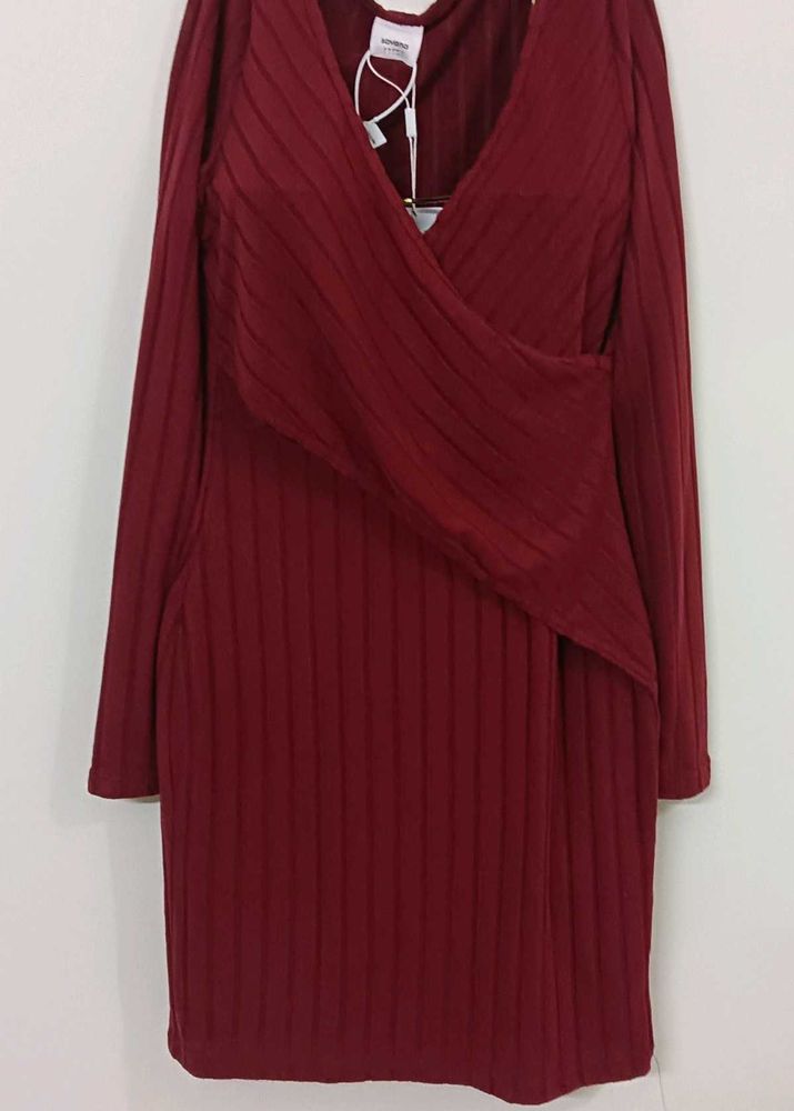 Burgundy Ribbed Dress
