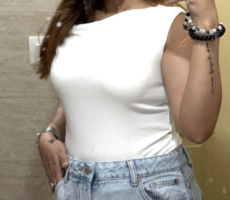 White Sleeveless Top