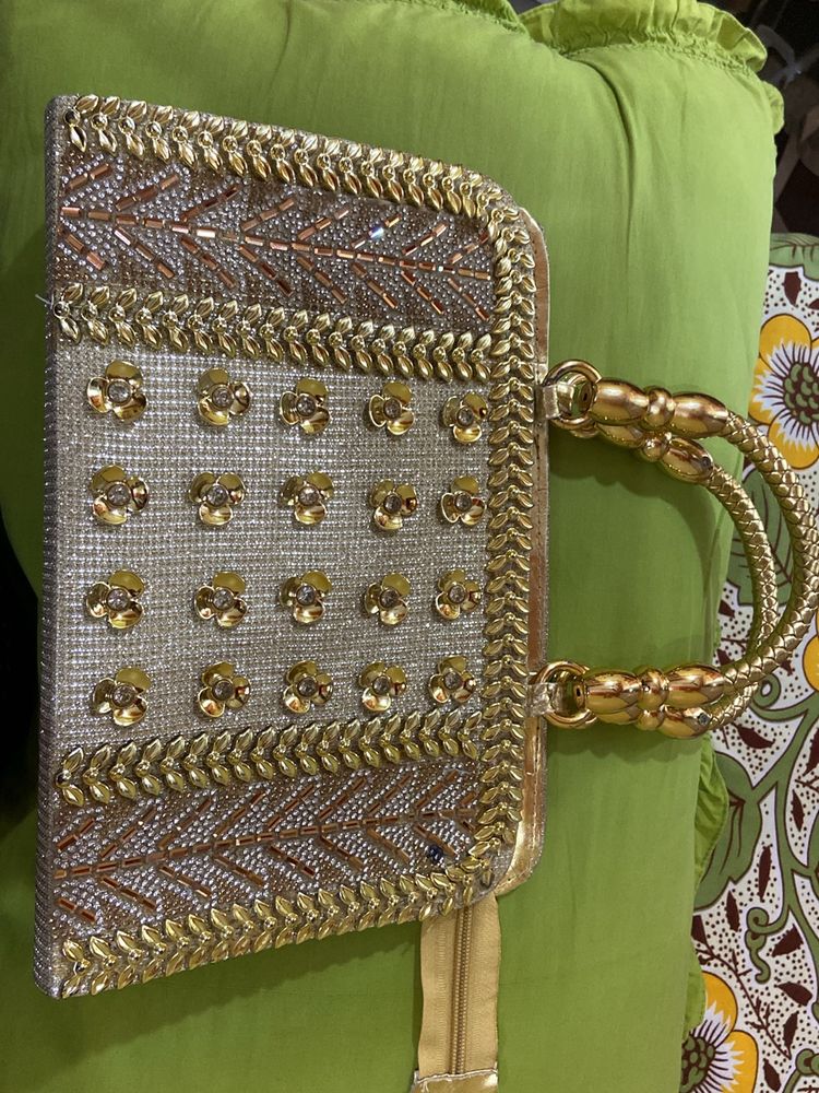 Double Use Shining Golden  Wedding Purse/clutch