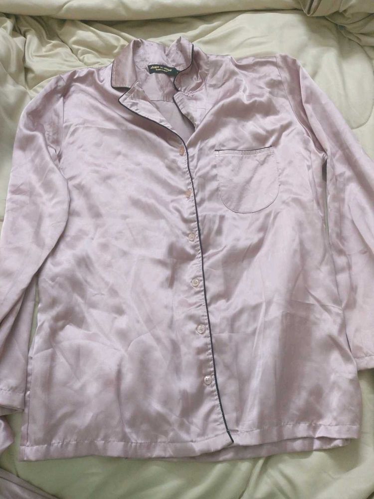 Pink Satin Pajama Set