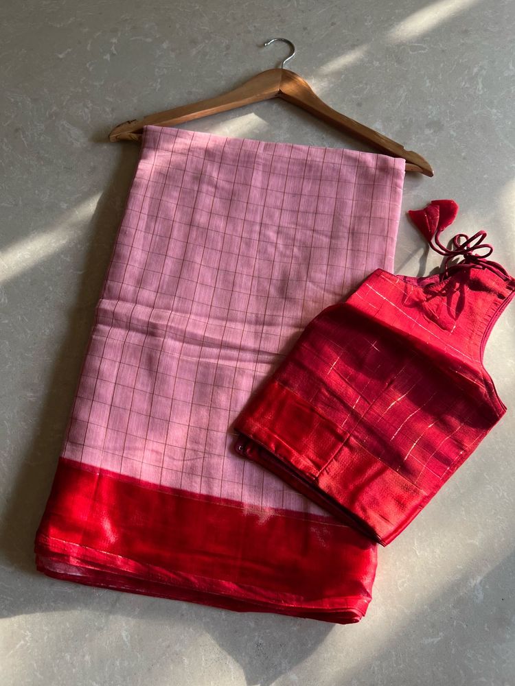 Red Cotton Silk Saree