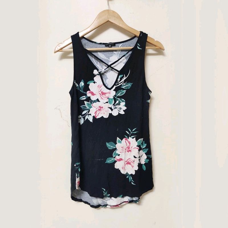 Dynamite Black Floral Tank Top