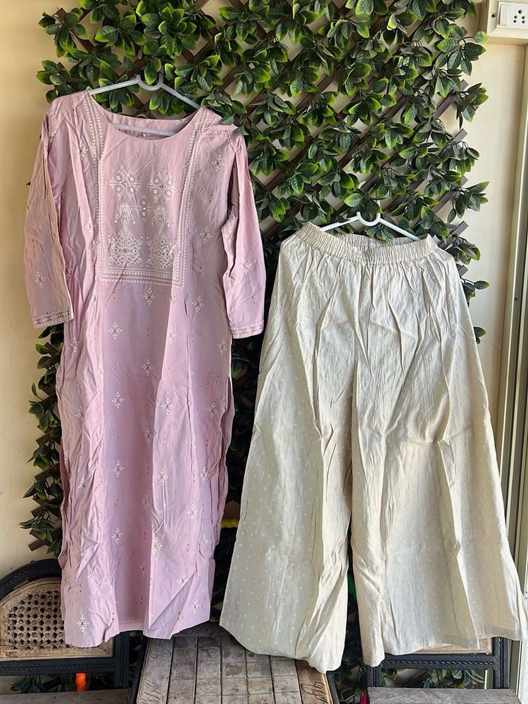 Elegant Pink Embroidered Kurta Set