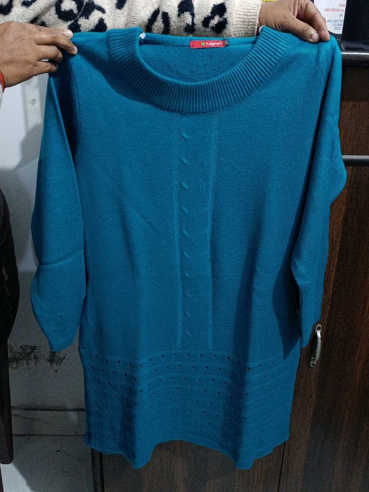 Teal Knit Sweater Dress