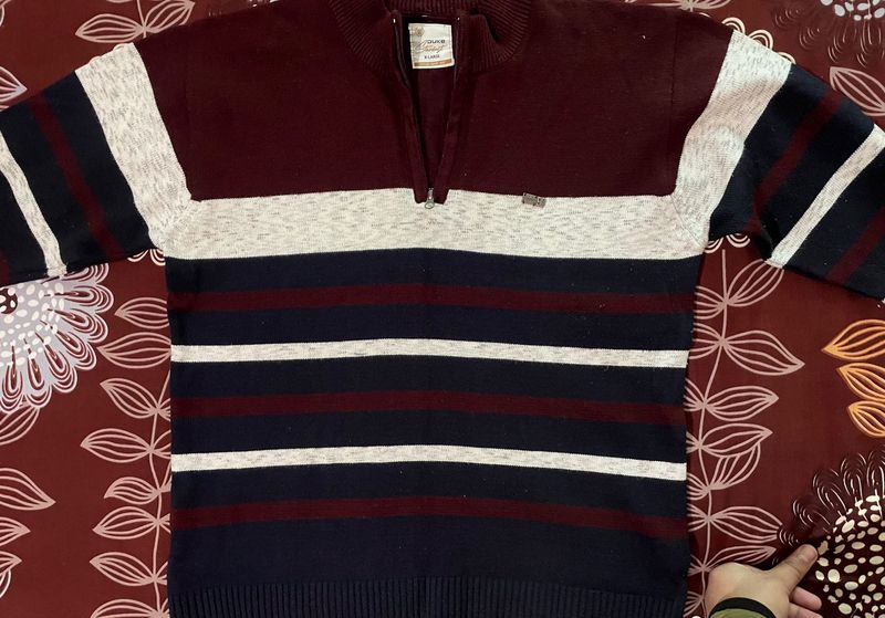 Striped Pullover Sweater with chain