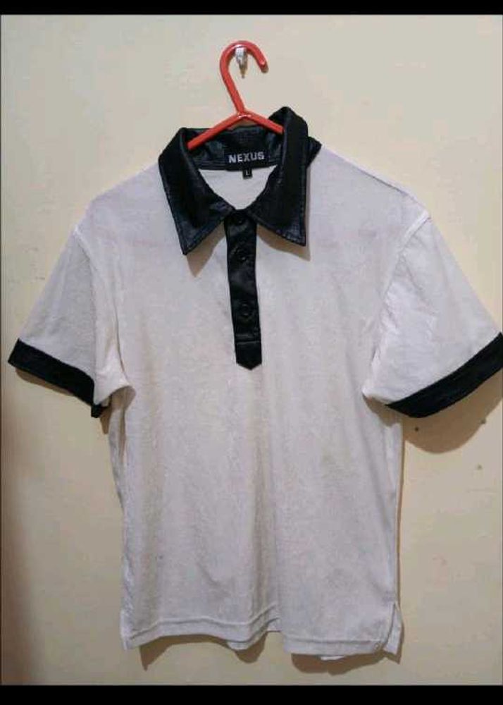 Leather Collar Top