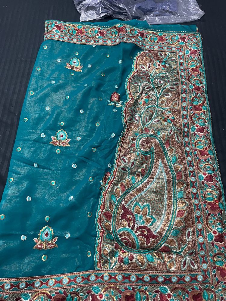 Elegant Teal Saree