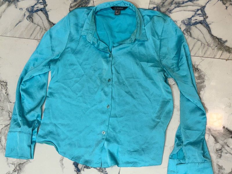 Turquoise Button-Down Blouse