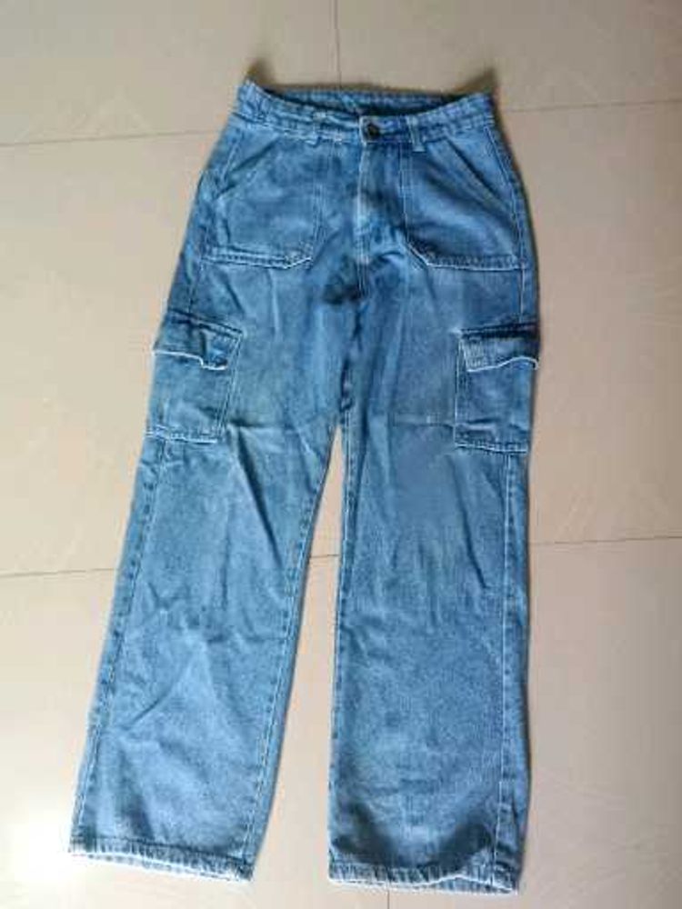 Light Wash Denim Cargo Pants