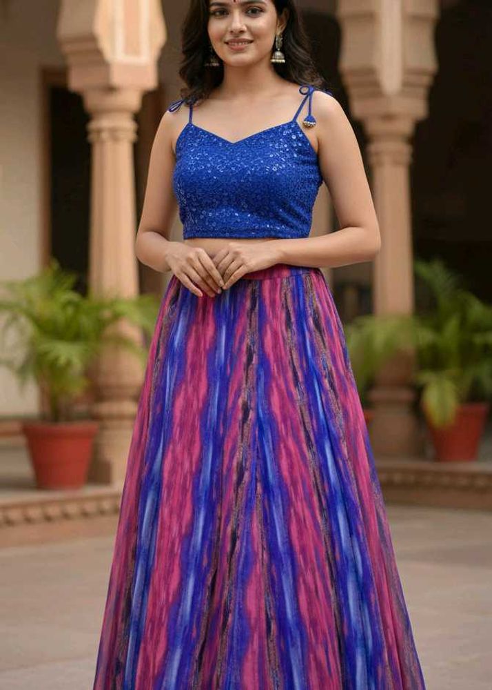 Blue Top &amp; Maxi Skirt Set