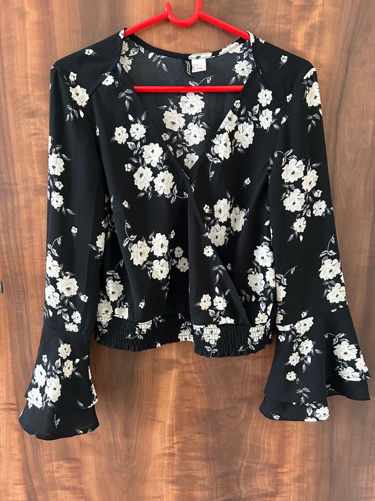 V Neck Crop Blouse