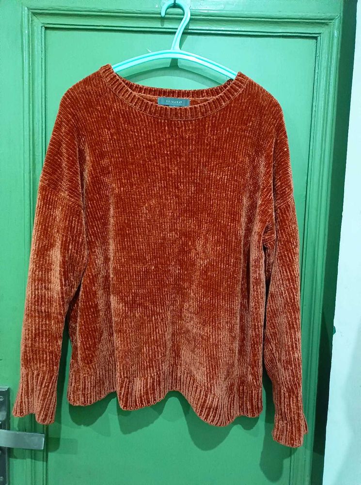 Cozy Brown Velvet Pullover Sweater