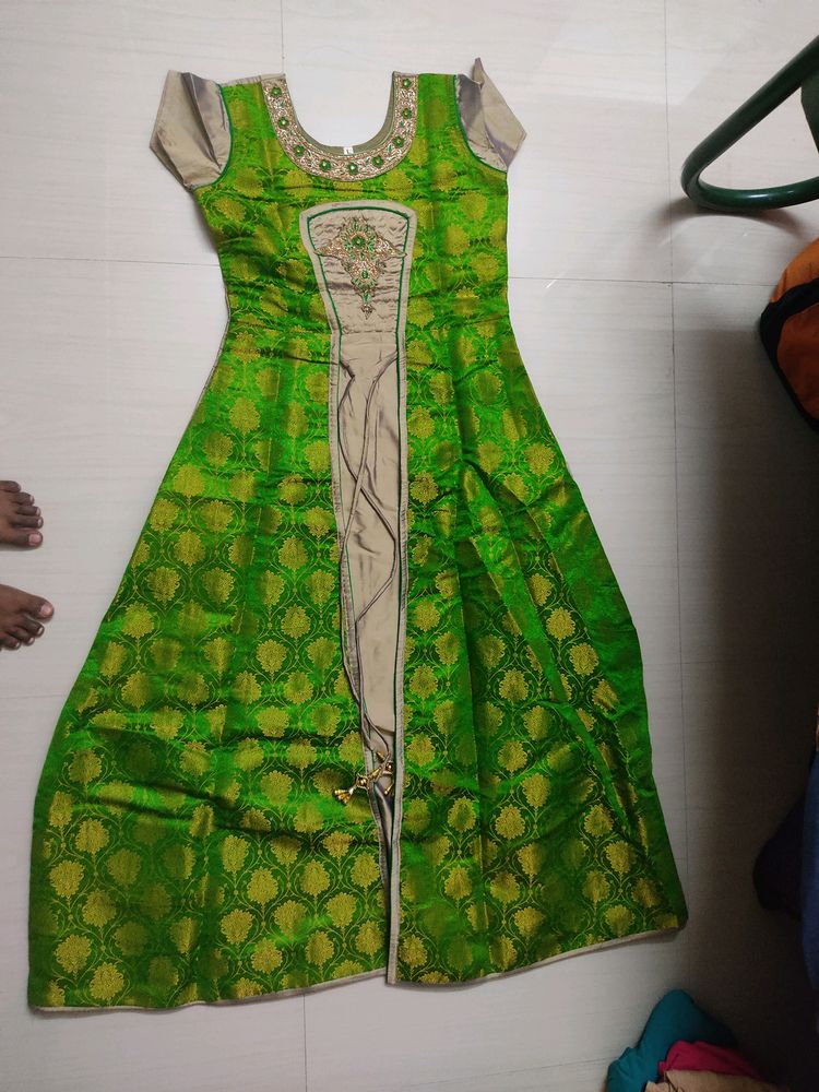 Green With Grey Dress