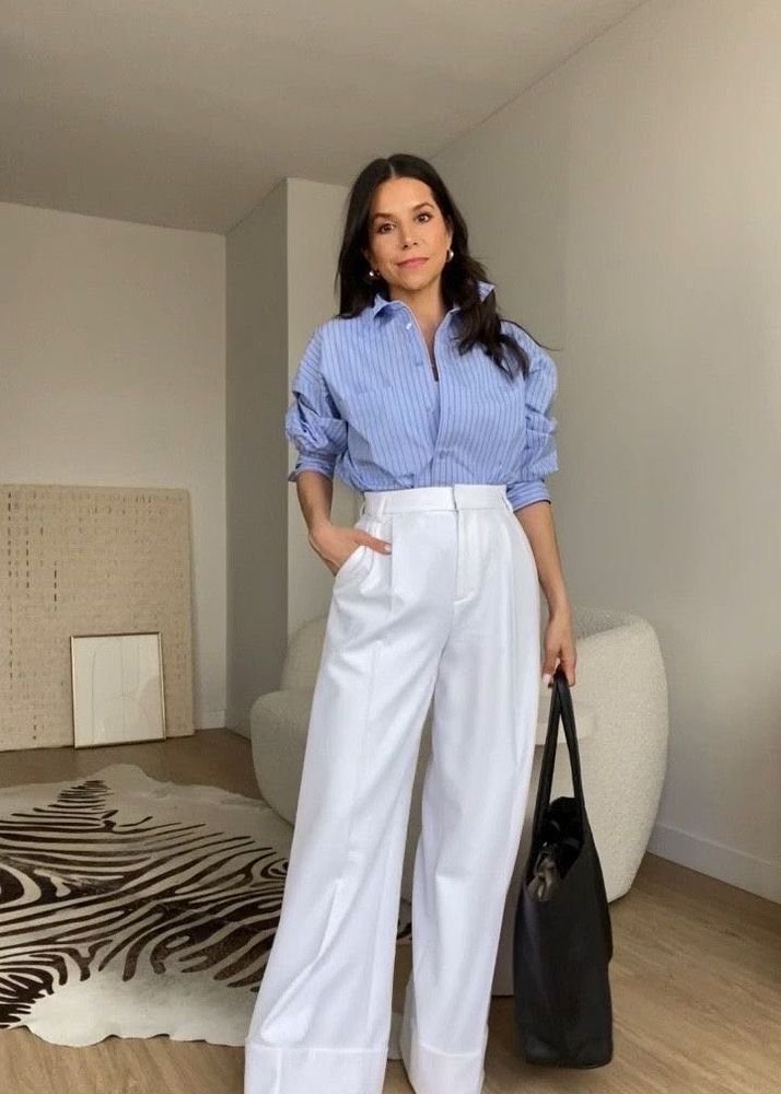 Classic White Pants Wide Leg Straight