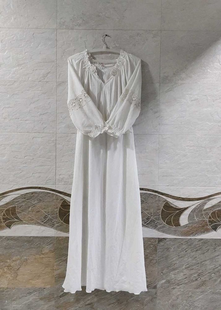 Vintage White Lace Maxi Dress