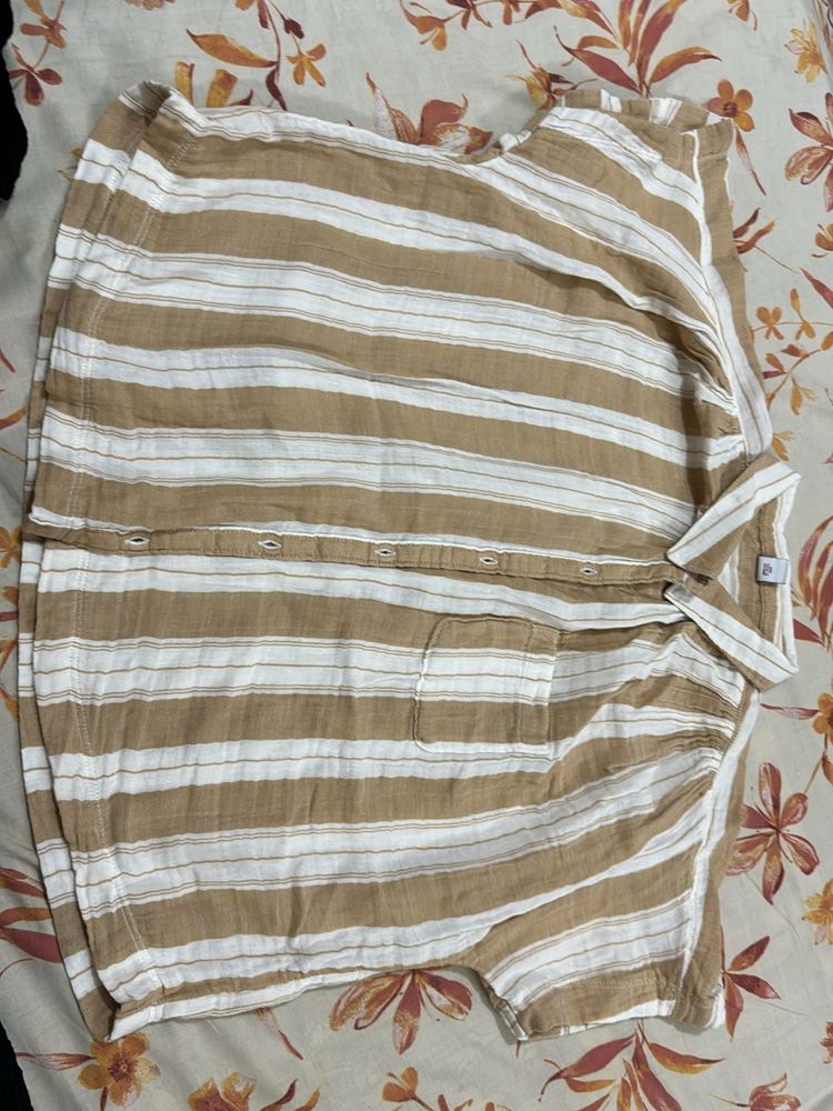 Tan &amp; White Strip Shirt