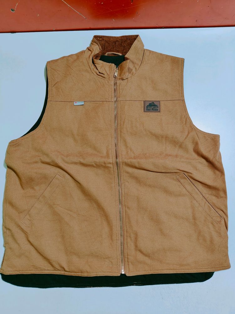 Vintage Old Mill Vest Men XL Brown Canvas Jacket