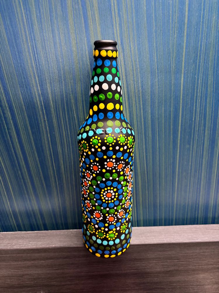 Handpainted Mandala Art Glass Bottles