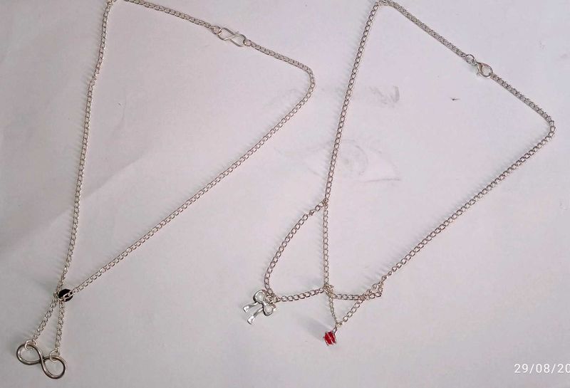 Silver Charm Necklaces Pack Of 2