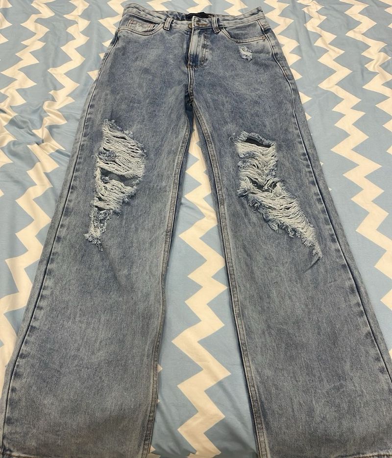 Ripped Wide Leg Jeans