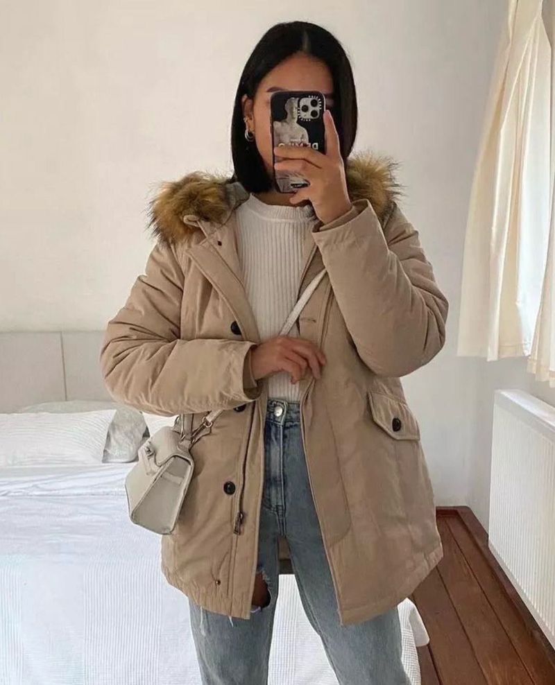 Women’s cream parka jacket