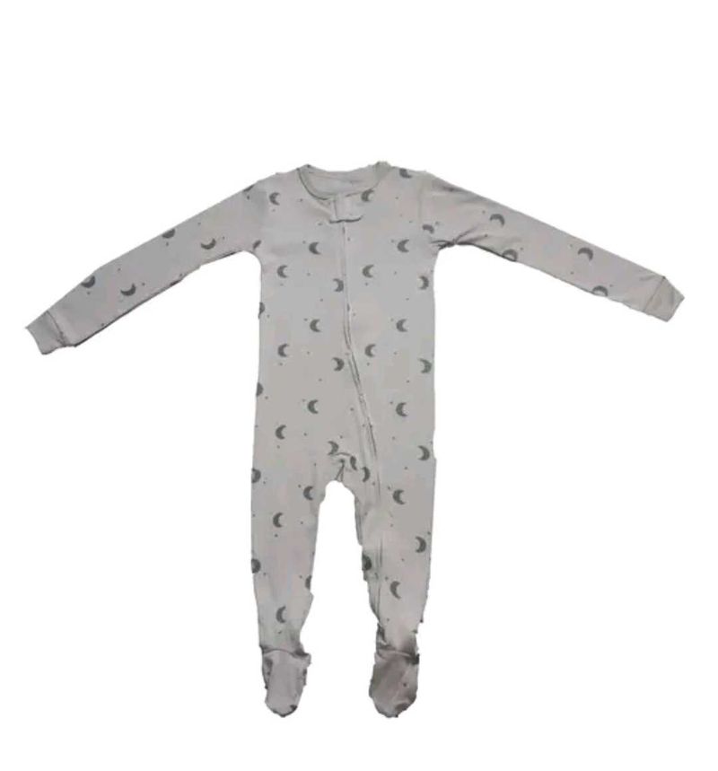 Cute Moon Print Footed Pajamas
