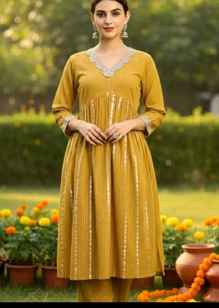 Elegant Mustard Kurta Set