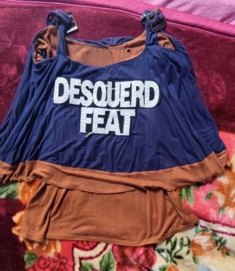 Graphic Print Layered Poncho Top