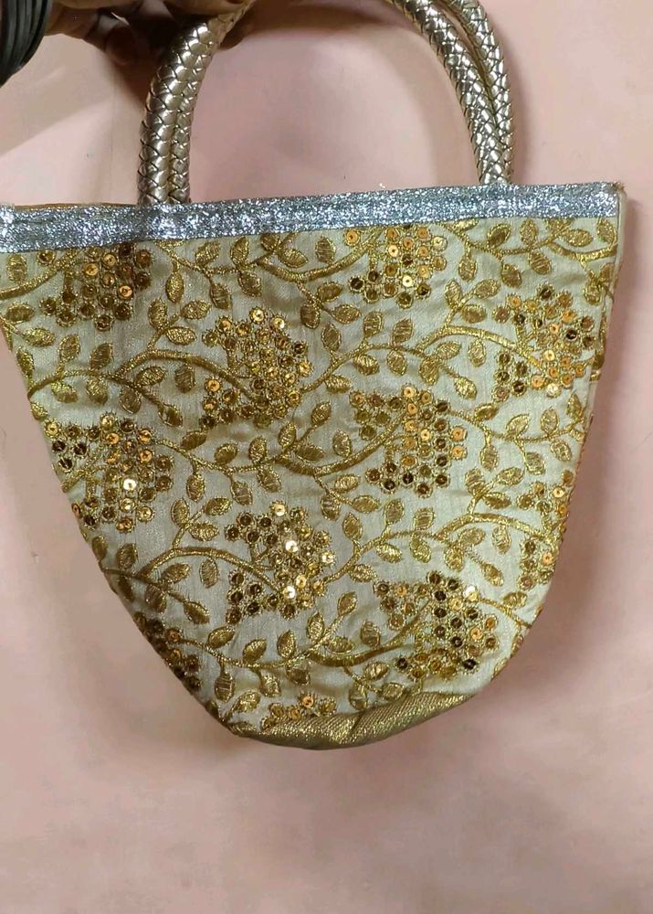 Golden Embroidered Handbag Homemade