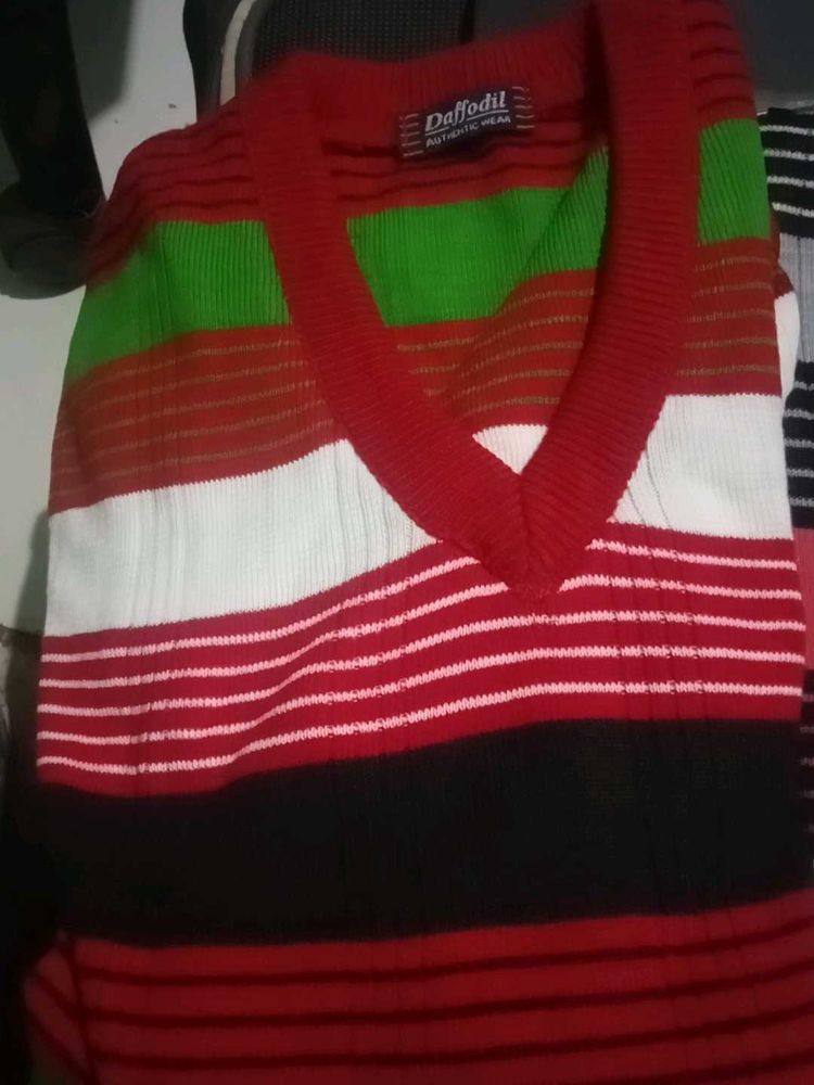 Striped V-Neck Sweater Vest