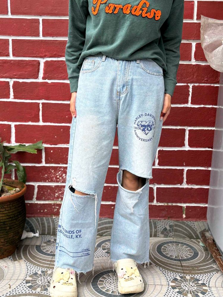 Y2k Blue Ripped Jeans