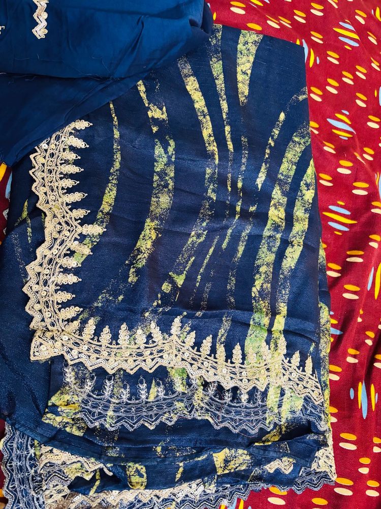 Cut Work Saree New (unstichd Blouse)
