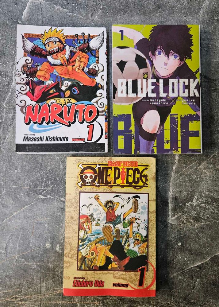 Blue Lock, Naruto, One Piece All 3 Manga Comics