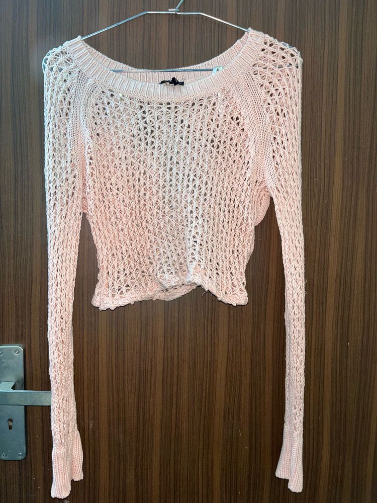 Crochet Knit Long Sleeve Top