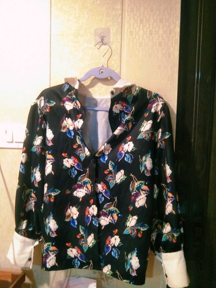 Floral Print Button-Down Blouse