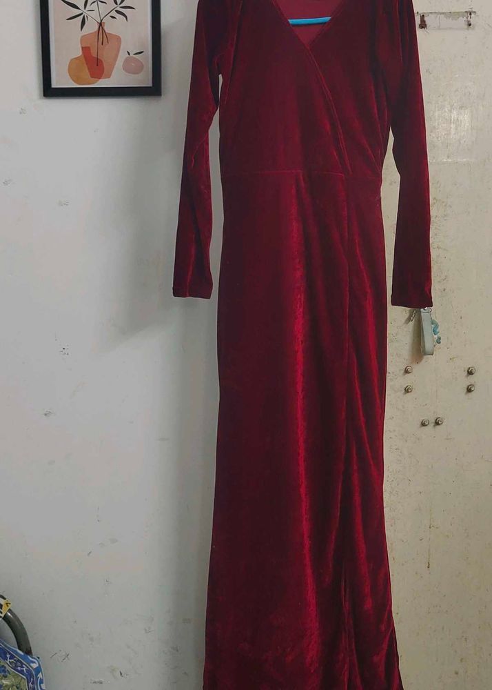 Elegant Red Velvet Dress