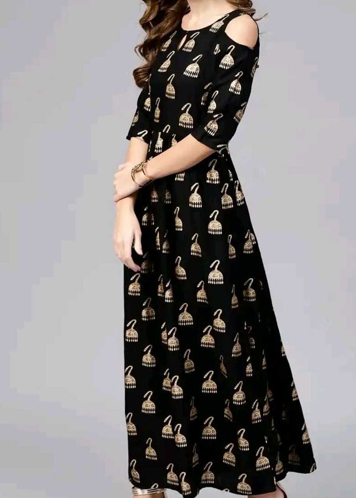 Elegant Black Printed Dress