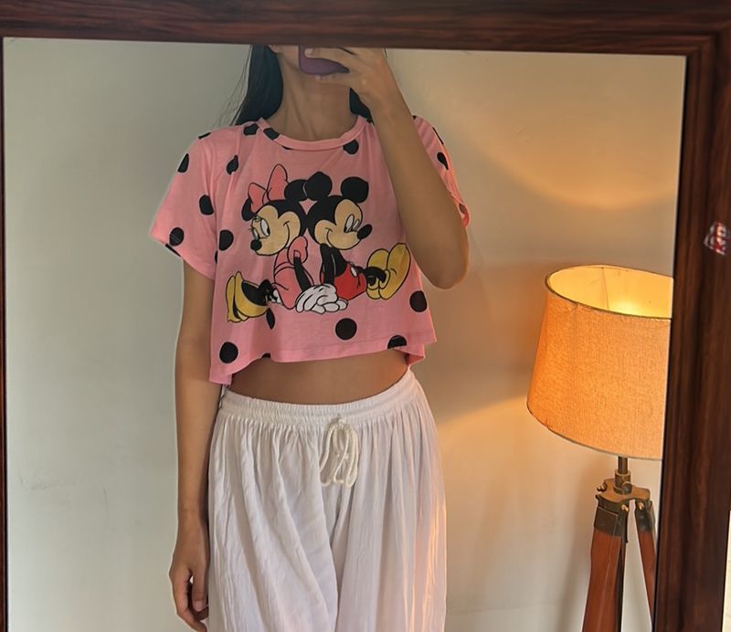 Cute Mickey Mouse Print Top 💕🌸