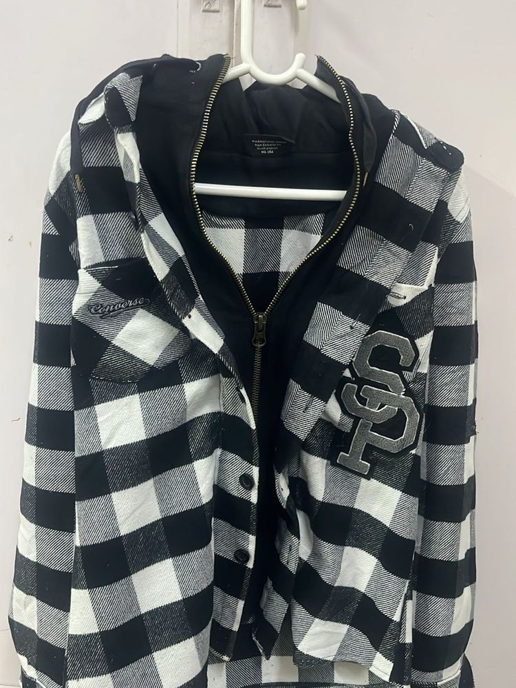 Hooded Plaid Jacket