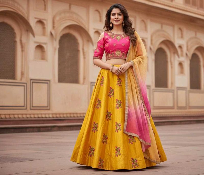 Stunning Yellow Lehenga Choli Set