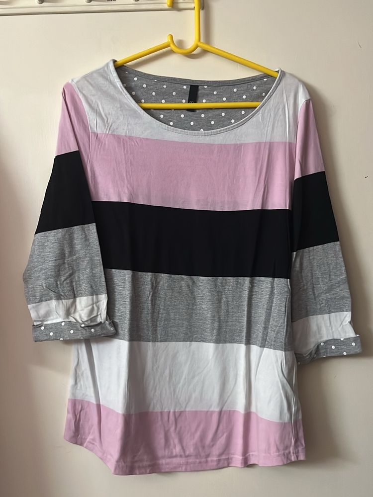 Striped 3/4 Sleeve Top